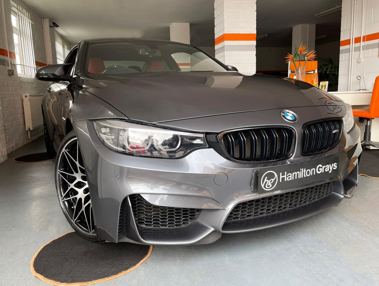 2018 (18)  BMW M4 3.0 V6 BiTurbo [Competition] M DCT Coupe. In Mineral Grey Metallic with Full Sakhir Orange Leather Upholstery. 33k.. FBMWSH. Great Spec’ (SOLD)