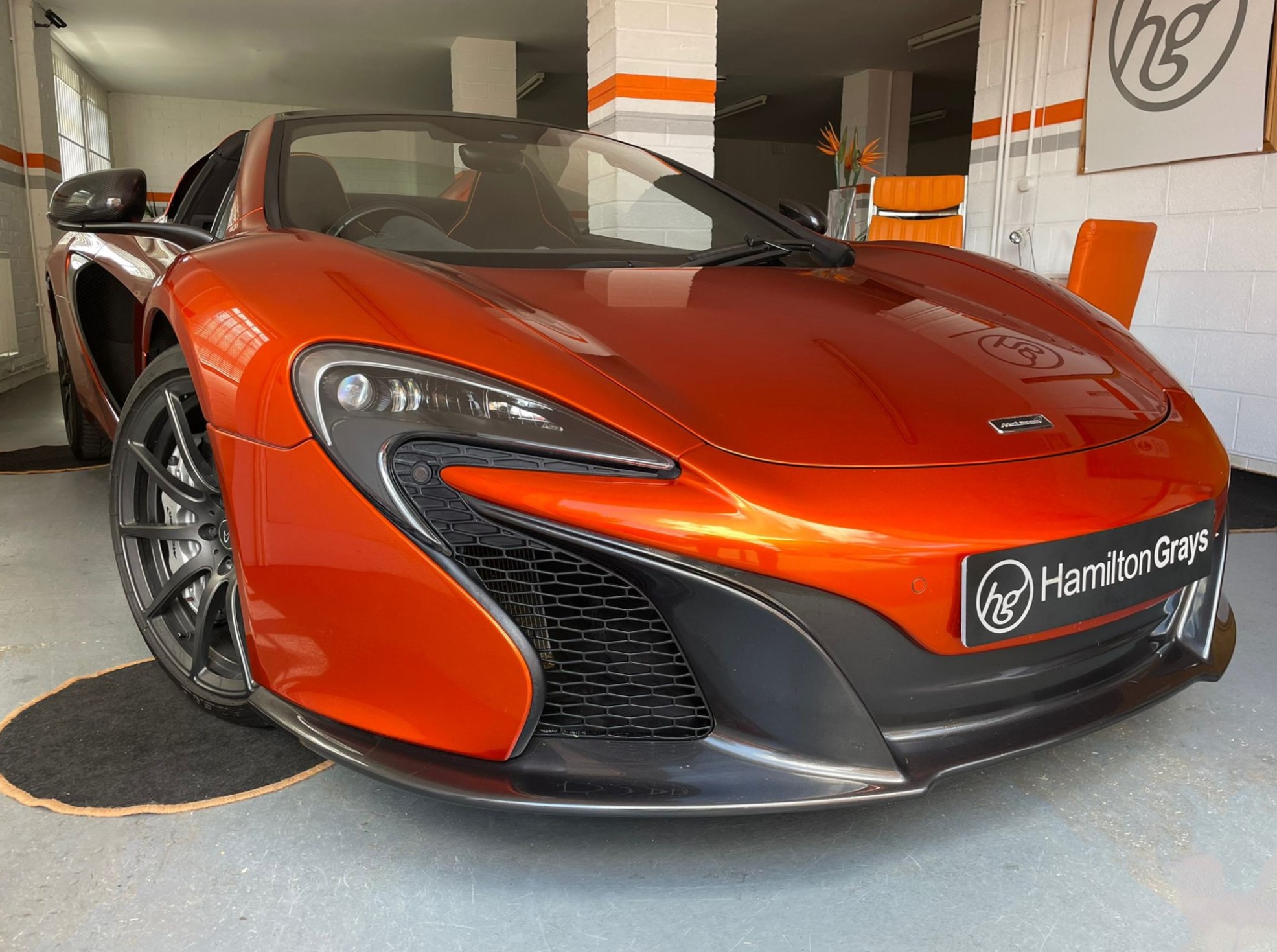 2014 (64) McLaren 650S 3.8T V8 Spider SSG. Finished in Volcano Orange Metallic with Carbon Black Alcantara Piped in Orange. 16k.. FMSH. Beautiful Example.. Sports Exhaust.   (SOLD)