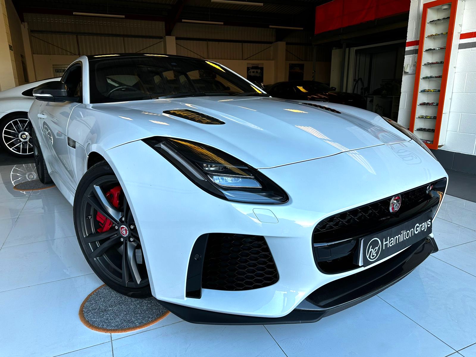 2017 (67)  Jaguar F Type 5.0 V8 SVR Coupe AWD. In Glacier White with Reims Blue Quilted Leather. 9,815m.. FJSH.. One Owner from New..  £57,950