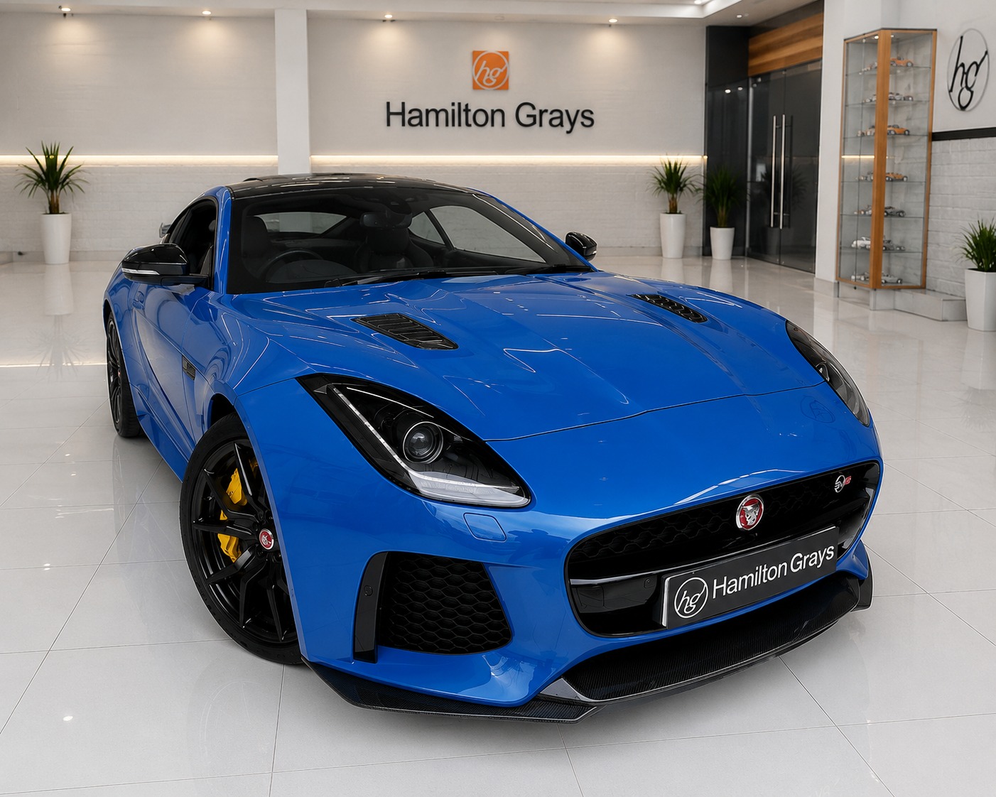 2016 (66) Jaguar F-Type 5.0 V8 SVR Auto AWD. Ultra Blue with Ebony and Reims Blue Quilted Leather. 44k. FJSH. All Carbon Options. £48,950